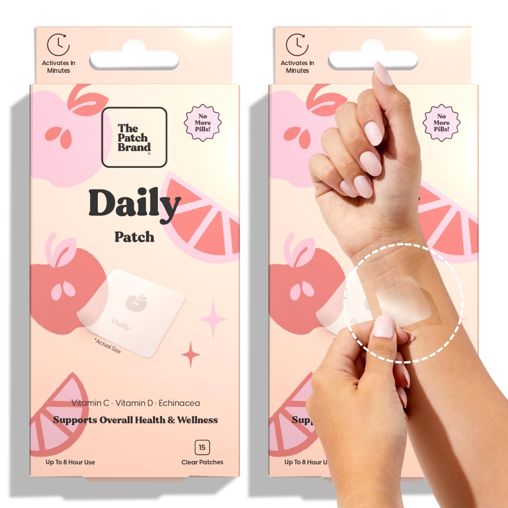 The Patch Brand Daily Support Patches Note 124; Natural Wellness Infunderes med C-vitamin, Zink Citrate, D-vitamin, Ginko Biloba og Echinacea