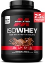 MuscleTech ISO Whey Isolate Protein Powder, Chokolade - Post Workout Gym tillæg for Lean Muscle Gain, Body Building Weight Gainer & Recovery - 25g Protein, BCAA, EAA & 0 Tilføjet sukker - 5lbs