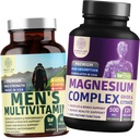 N1N Premium Magnesium Complex og mænds Multivitaminer, Alle naturlige kosttilskud til at forbedre energi, immunitet og støtte ben, muskel og nerve funktion, 2 Pack Bundle