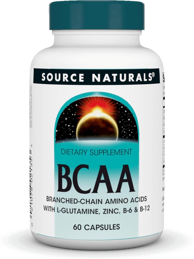 Source Naturals BCAA Forgrenet Chain Aminosyrer, Giver understøtter Kroppens Muskulære Systemer * - 60 Kapsler