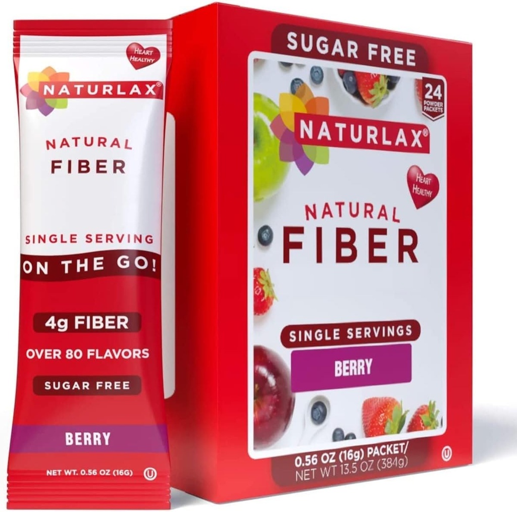 Sukkerfri Psyllium Husk Fiber Powder (Berry - 24 Pakninger)