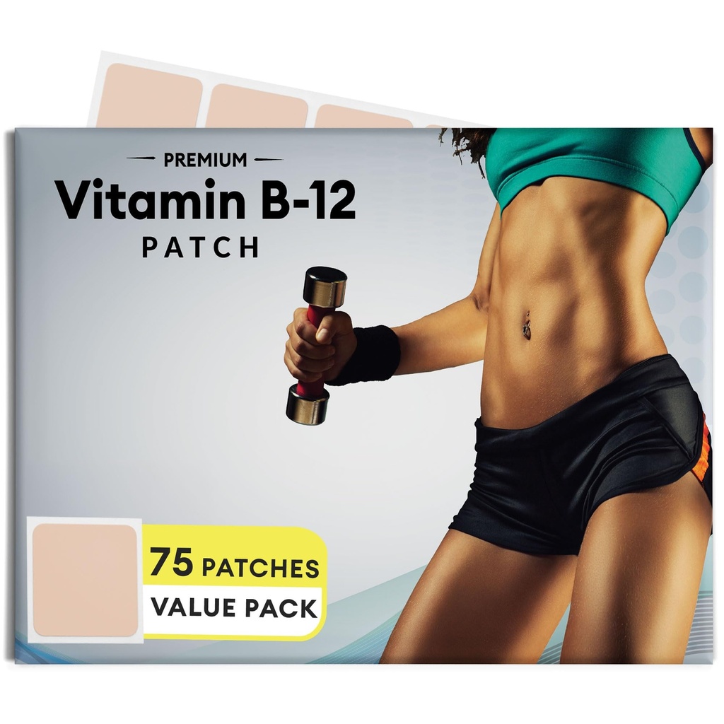 B12 Patch for Energy Plus - 75 Count Pack - B12 Patches - B12 med Methylcobalamin & Guarana