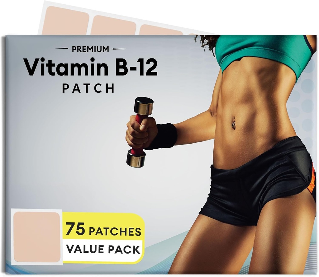 B12 Patch for Energy Plus - 75 Count Pack - B12 Patches - B12 med Methylcobalamin & Guarana