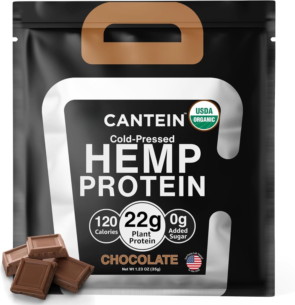 Organisk Hamp Protein Powder, Plant Based og Vegansk Protein Shake, Lactose og Dairy Free, Gluten Free, Ren og Natural- Chokolade (1 Servering)