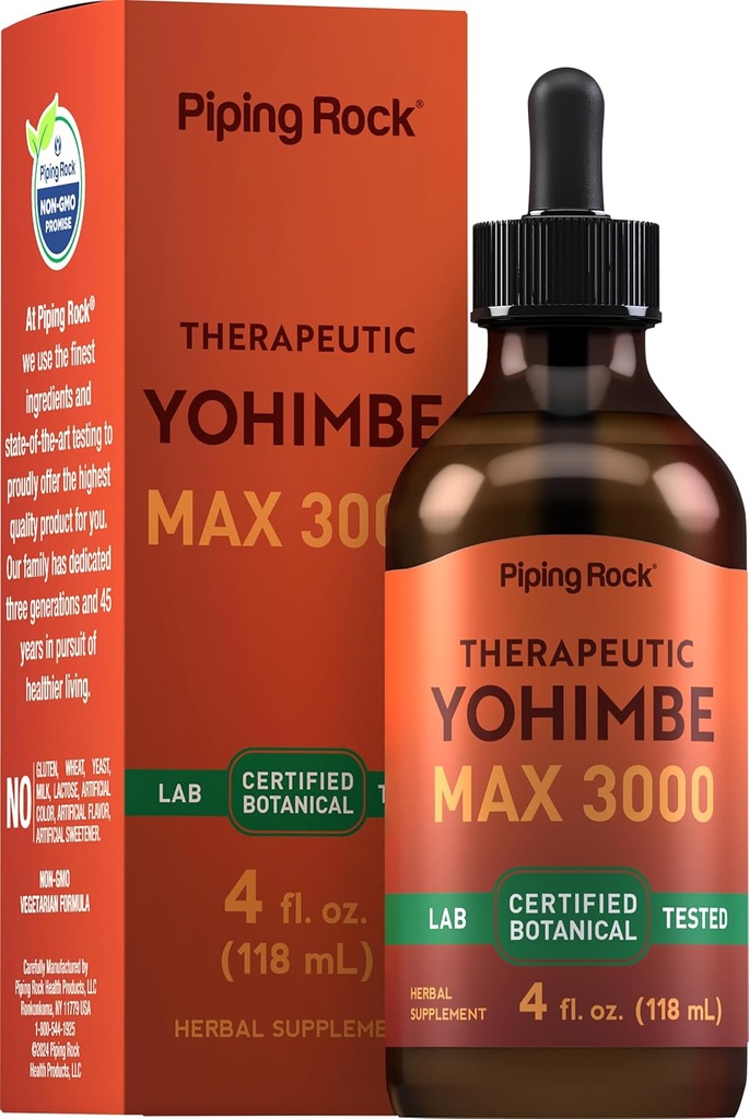 Piping Rock Yohimbe Bark ekstrakt Supplement 124; 4 Fl Oz Note 124; Urtevæske dråber til mænd & kvinder