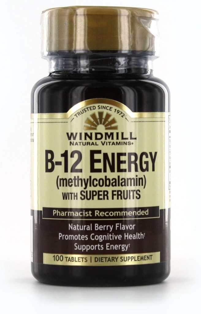 Windmill Vitamin B- 12 Energi med Super Fruits Tablets 100 Ea
