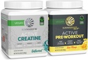 Aktiv Preworkout Hydration Blend & Creatine Monohydrat Powder Set Б124; Bundle & Save Б124; Non- GMO Soy Dairy Filler & Gluten Free (60 Serveringer Unflavored Creatin, 30 Serveringer Yuzu Mango Pre Workout)