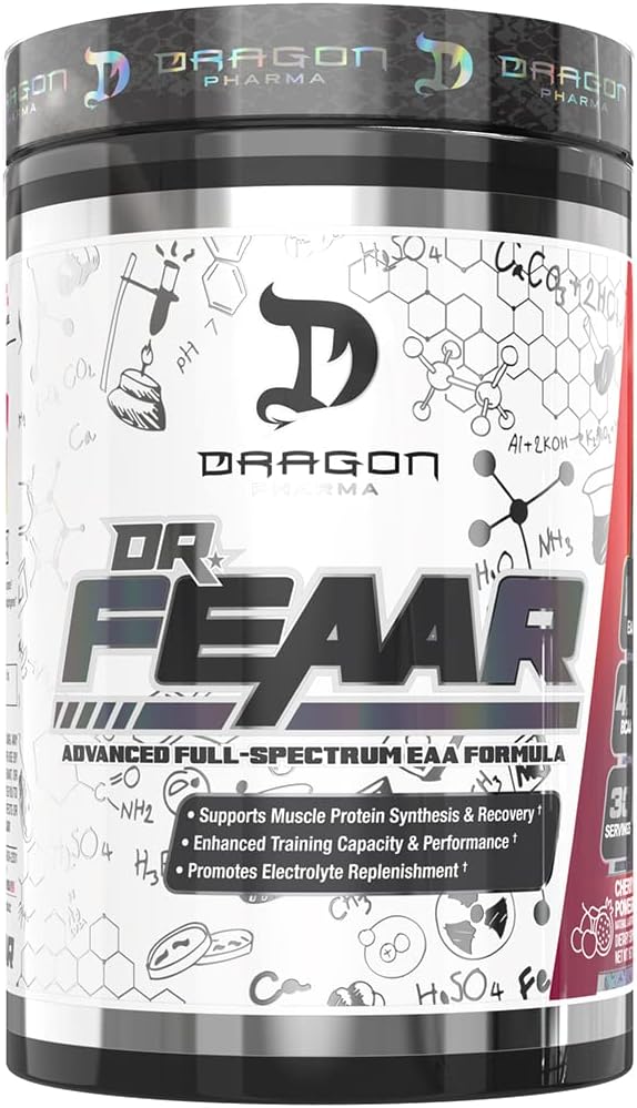 DRAGON PHARMA Dr. FEAAR ® Advanced Full- Spectrum EAA Matrix, understøtter muskelprotein syntese og inddrivelse, forbedret træningskapacitet og ydeevne (30 Servere, Cherry Pomegranate)