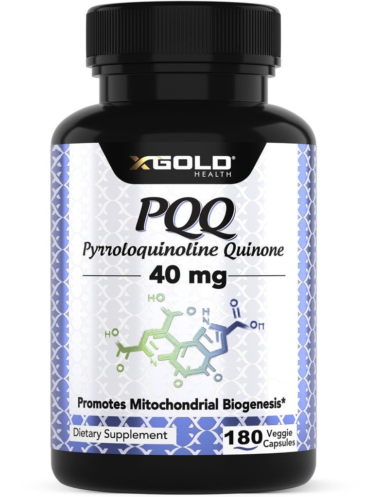 Gæret PQQ 40mg (99,7% + Pure) - Mitokondriel Support, Energy Boost, Heart & Brain Health, Bedre søvn - Non- GMO supplement