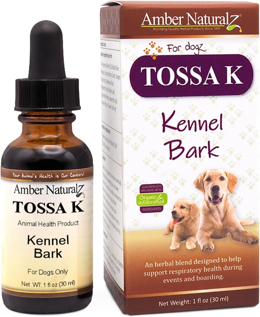 Amber NaturalZ Tossa K Kennel Bark Herbal Kosttilskud til hunde og hvalpe Buddy 124; Canine Herbal Blend for Respiratory Health Buddy 124; 1 Fluid Ounce Glas Flaske Buddy 124; Globalt Sourced Ingredienser Buddy 124; Lavet i USA