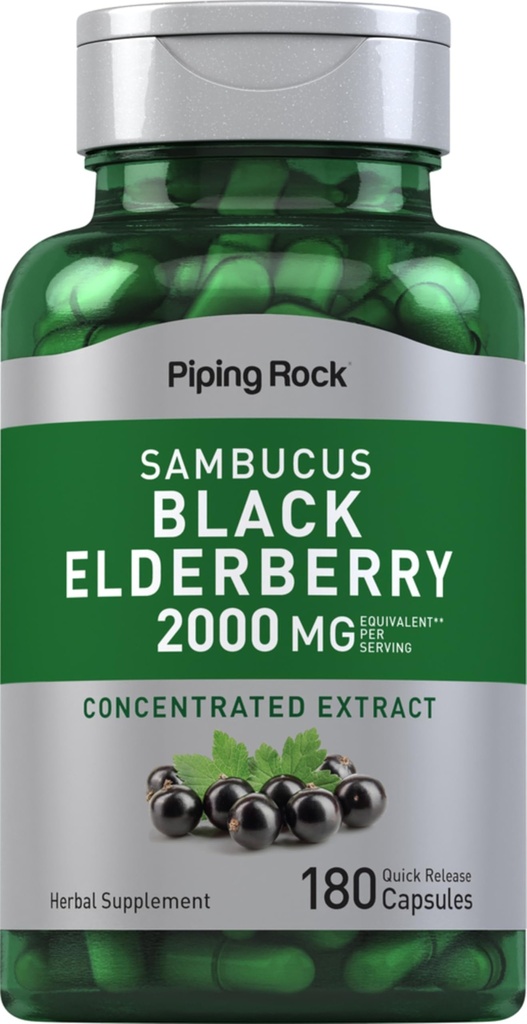 Piping Rock Elderberry Kapsler 124; 2000 mg