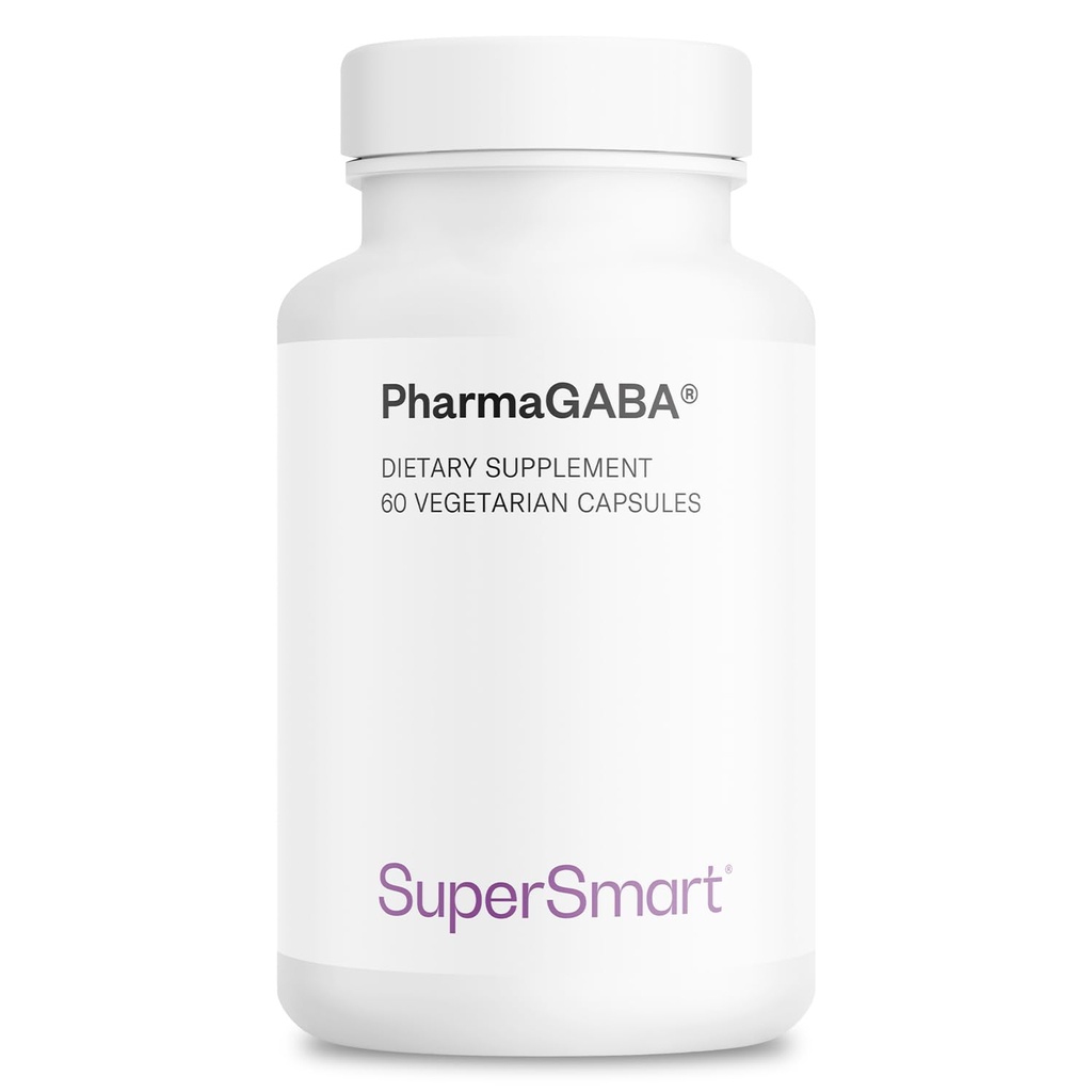 Supersmart - Pharma GABA 125mg per dag (Patenteret & Højt biotilgængeligt) - Natural Gamma Aminosmørsyre GABA Supplement124; Non- GMO & Gluten Free - 60 vegetariske kapsler