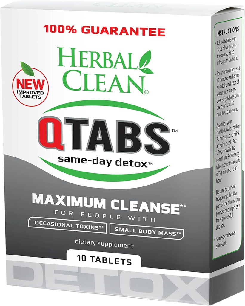 Urte Clean - QTabs Same-Day Detox, Portable and Discreet, 10 tabletter