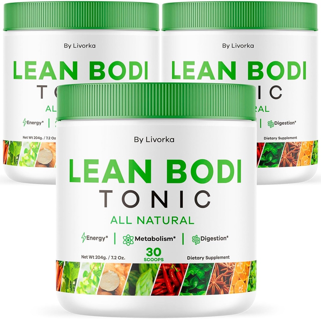 LIVORKA Lean Bodi Tonic, All Natural Advanced Formel Powder - 90 Serveringer (3 måneders levering) - pakke med 3