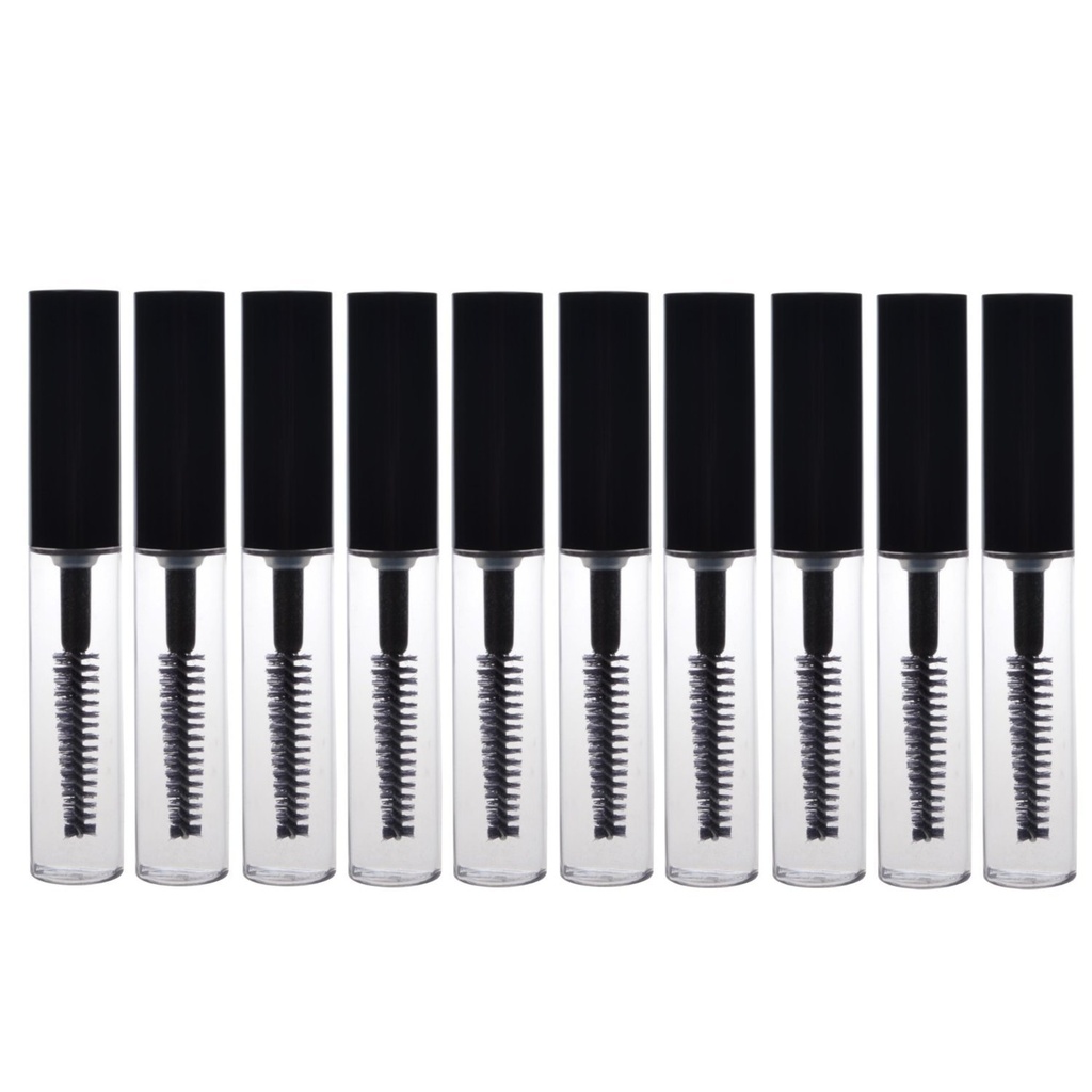 AKOAK 10 pakker 4 ml gennemsigtig genanvendelig tom flaske Tube Container Makeup Hætteglas kosmetik værktøj til Eyelash vækstolie / Mascara med børste til hjemmet og rejser