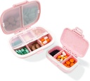 2 Pack Pill Case Organizer,Travel Pill Box with Label, Daily Medicine Organizer Case, Waterproof Pocket Container Case, Portable Pink Supplement Case Medicine Container Compact for for Vitamin