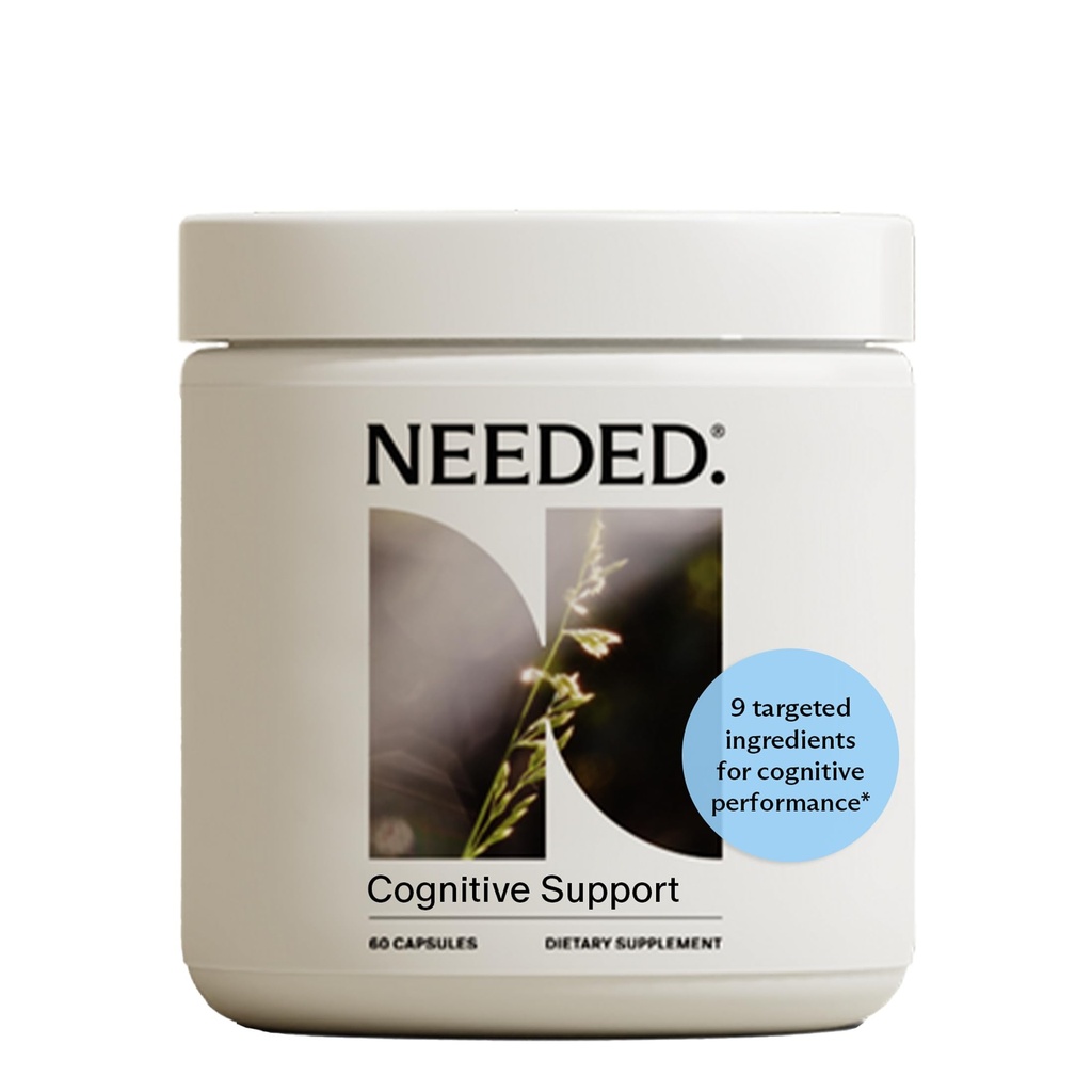 Needed. Cognitive Support - Comprehensive Supplement with Ashwagandha, Reishi & Lion's Mane Mushrooms, Breastfeeding Safe - Supports Focus, Attention, & Memory, 30-Day Supply