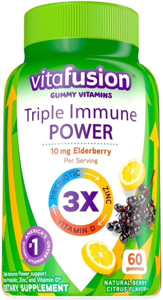 Triple Immune Power Gummy Vitamins Compatible with Vitafusion, 60ct-L8