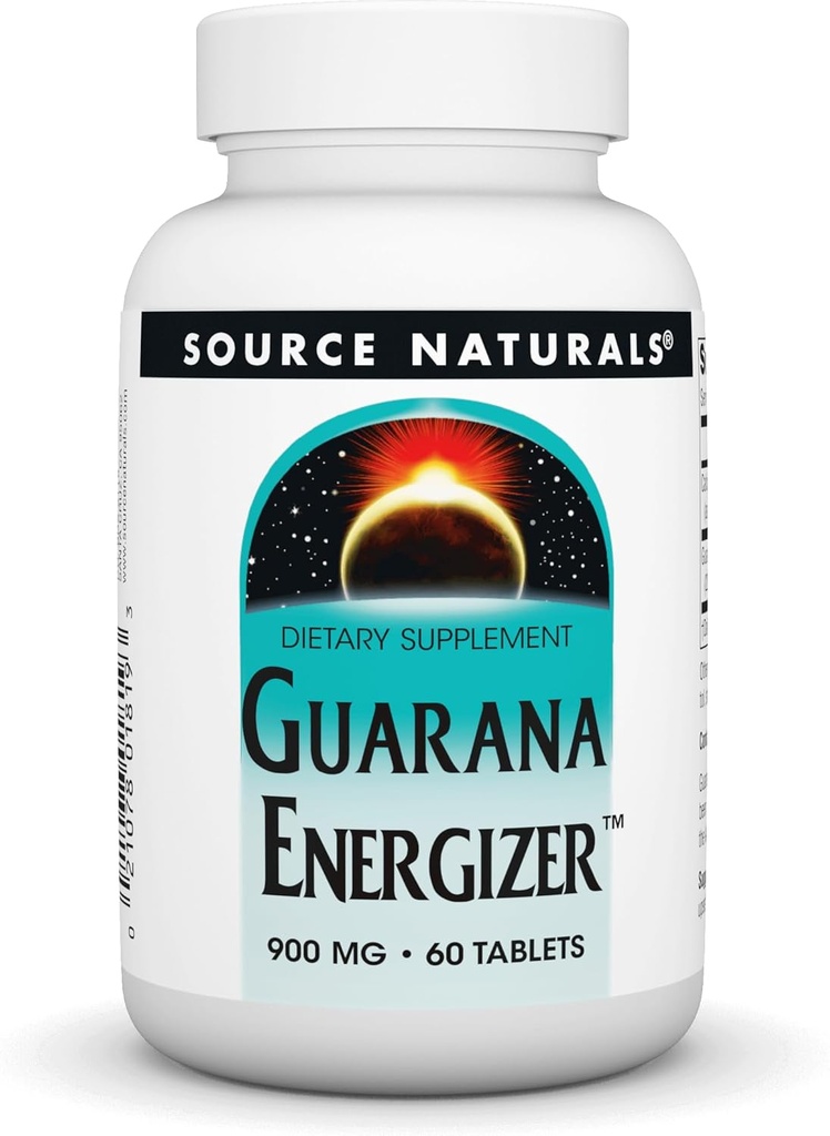 Source Naturals Guarana Energizer, Kosttilskud - understøtter en lang levetid energi Boost * 900 mg - 60 tabletter