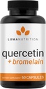 Luma Nutrition Quercetin 500mg - Quercetin med bromelain Supplement - Antioxidant - Immunstøtte - Vegan & Gluten- Free - 60 kapsler