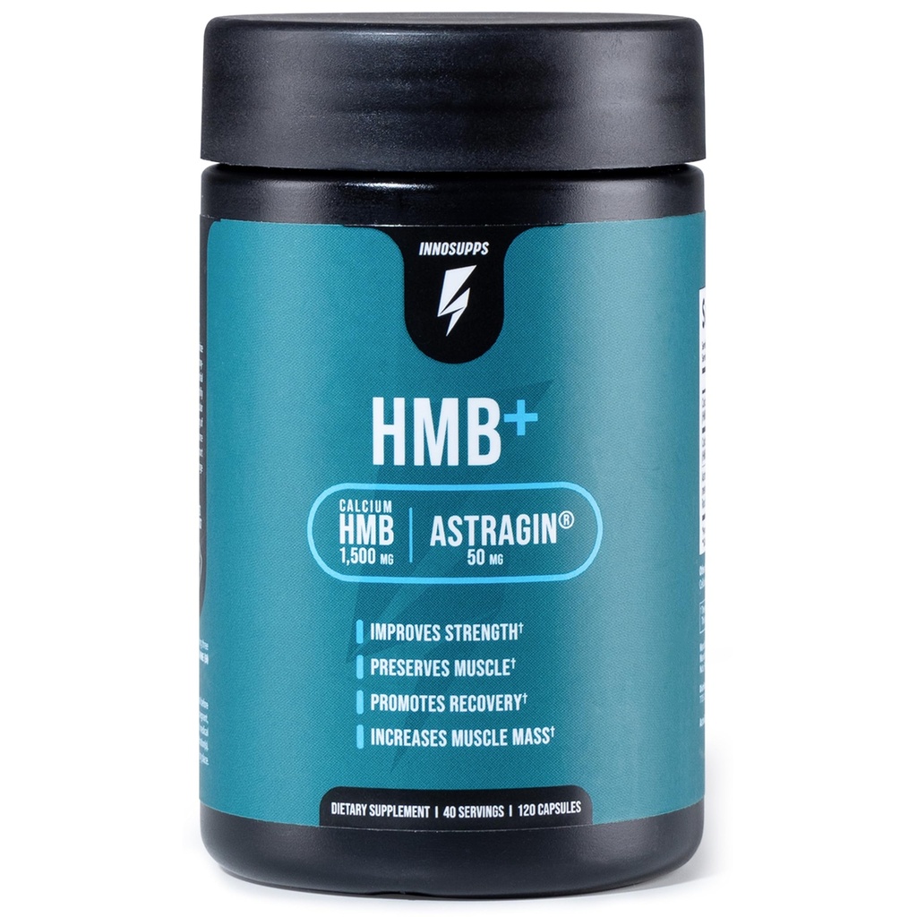 InnoSupps HMB + membran 124; 1500mg HMB (beta- Hydroxy methylbutyrat) & 50mg Astragin membran 124; Forbedret Absorption, Består muskler, fremmer inddrivelse, Øge Lean muskelmasse membran; Gluten Free - 120 Veggie kapsler