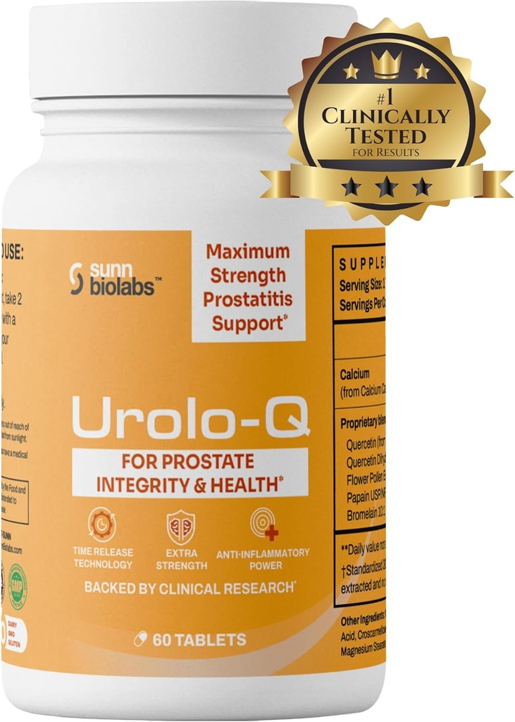 Urolo- Q Extra-Strength Prostata støtte til kronisk prostatitis, CPPS maksimal styrke effektiv prostata kosttilskud til mænd - Advanced Time Release Formel med Tilføjet Pollen...