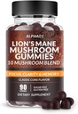 Mushroom Gummies - 10x Mushroom Supplement med Ashwagandha og Lions Mane - Nootrop Brain Supplement, immunforsvar & Stress Relief (90 CT) Classic Coke