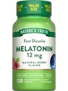 Nature 's Truth Melatonin Tablets against 124; 12mg Tex124; 120 Greve Mex124; Natural Berry Flavor Mex124; Fast Dissolution Mex124; Vegan, Non- GMO & Gluten Free Supplement