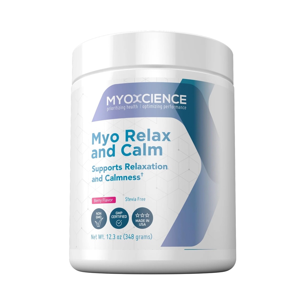MYOXCIENCE Myo Relax & Relax 124; Myo- Inositol, L- Theanine, Taurine, Magnesium & GABA 124; Understøtter søvn, Neurotransmitter & Hormone Support (Berry Flavor) (60 Servere)