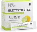 Dr. Mercola Pure Power Electrolytes - understøtter hydrering og muskelfunktion - Magnesium & Kalium Blend - 0 g sukker per servering - Lemon Lime - 30 pakker