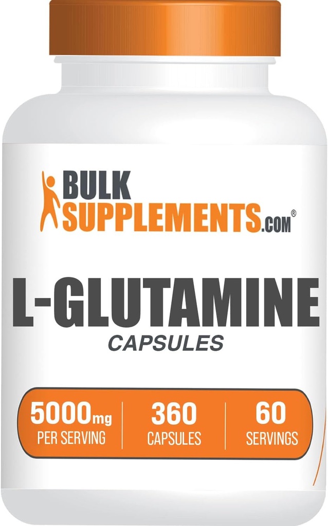 BulkSupplements.com L- Glutaminkapsler - Glutamintilskud, Aminosyretilskud - Gluten Free, 6 Kapsler pr servering (5000mg), 360 Tæl (pakke med 1)
