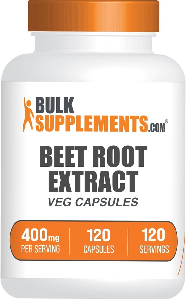 BulkSupplements.com Beet Root Extract Kapsler - Beet Root Supplements, Beet Root Pills, Herbal Supplement - Vegan- Friendly, 8000mg Ækvivalent, 1 Kapsel per Serving, 120 Veg Kapsler (Pakning med 1)