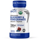 Naturens Fusions Nutri Organic Supplement 1300mg - med 800mg 10: 1 Blåbær ekstrakt & 500mg 10: 1 Pomegranat ekstrakt - USDA Organic - 60 kapsler