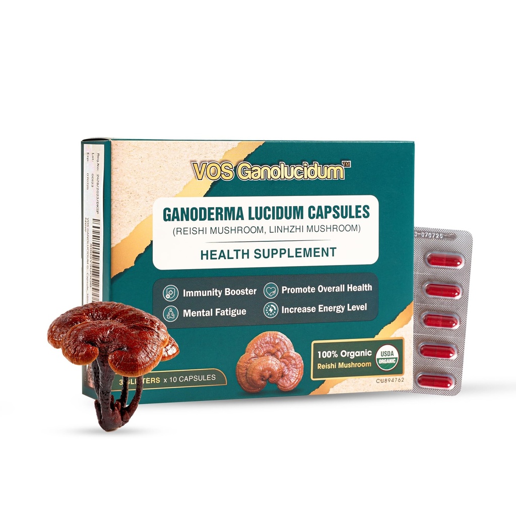 Røde Reishi Mushroom kapsler til immunitet, Ganoderma lucidum ekstrakt, Natural Vegan Reishi svampe dagligt, 70mg, 30 kapsler