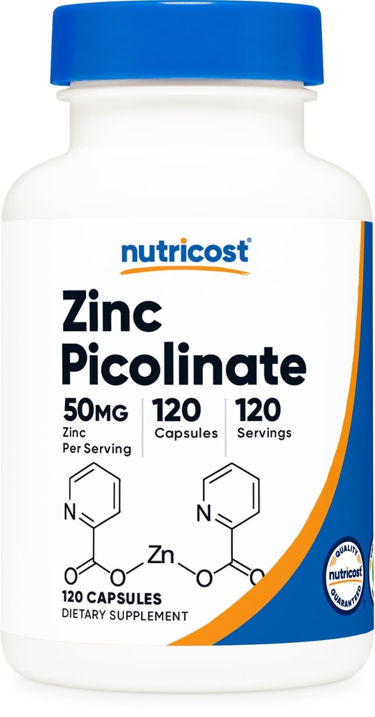 Nutricost Zink Picolinate 50 mg, 120 vegetariske kapsler - Gluten fri og ikke-GMO