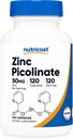 Nutricost Zink Picolinate 50 mg, 120 vegetariske kapsler - Gluten fri og ikke-GMO