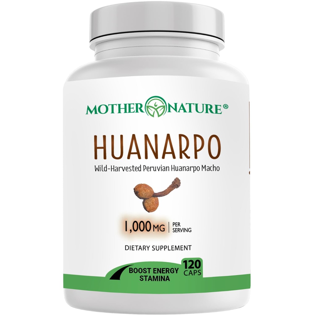 Huanarpo Macho kapsler 1000mg - 120 Veganske kapsler - Natural Energy, Stamina & Vitality supplement - Understøtter mandlige ydeevne, cirkulation & Hormone Wellness - Non- GMO, Gluten- Free, Vegan