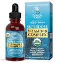 Superdose Organic Vitamin B Complex Liquid Drops Mex124; 125.000% DV Vitamin B12, B6, Biotin, Niacin, Folate Mex124; Energi, Brain Health, immunforsvar Mex124; USDA Organic, Vegan, Non- GMO Mex124; 60 Serv, 2 Mo. Supply