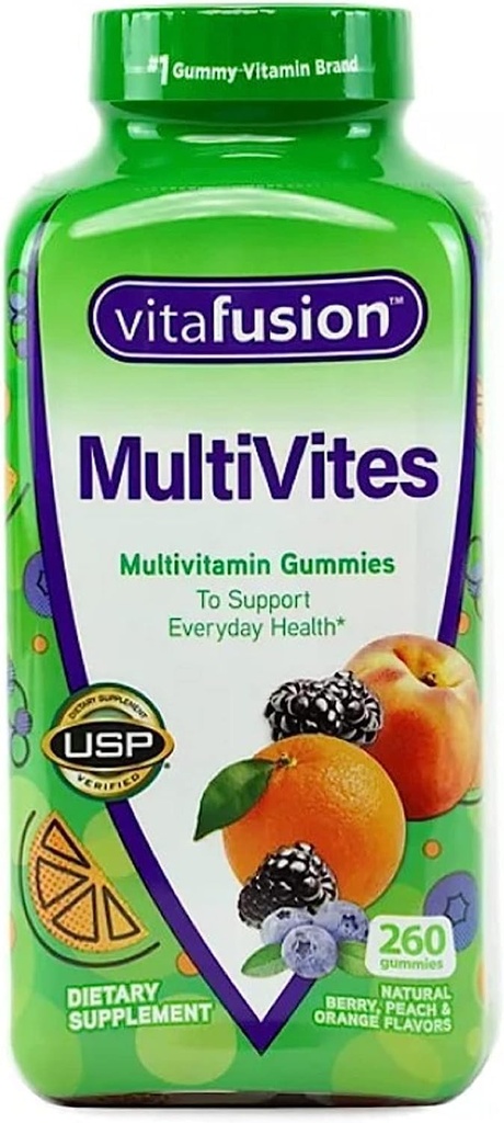 Viafusion MultiVites Essential Multivitamin Natural Berry, Peach og Orange Flavor 260 ct.