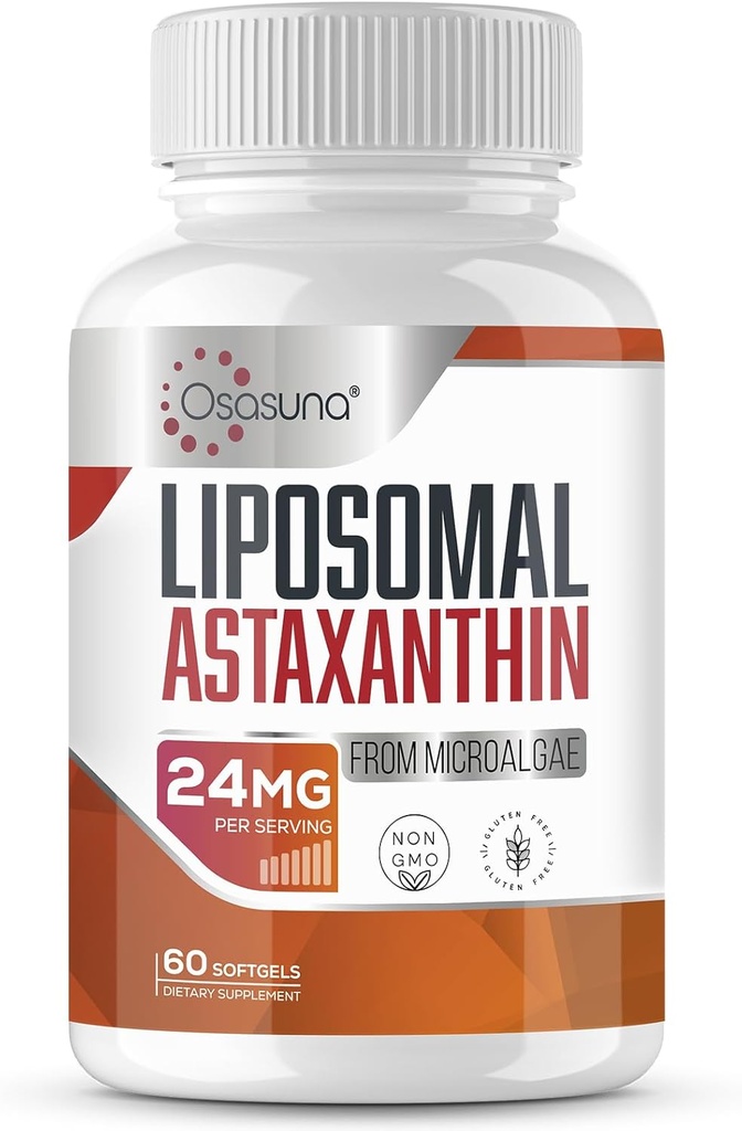 Liposomal Astaxanthin Supplement 24 MG, Maximum Absorption, Antioxidant Strong Than VIT C, Non- GMO & Gluten Free - 60 Softgels (2 Months Supply)