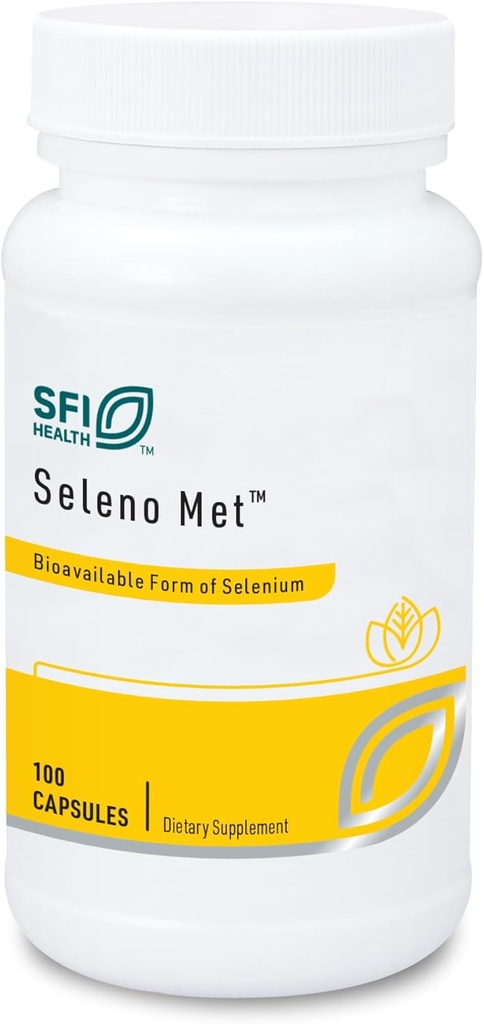 Klaire Labs SFI Health Seleno Met - 200 Milligram Selenium som Hypoallergen Selenomethionin, Biotilgængelig Antioxidant Support med No Yeast, Dairy & Gluten- Free (100 kapsler)
