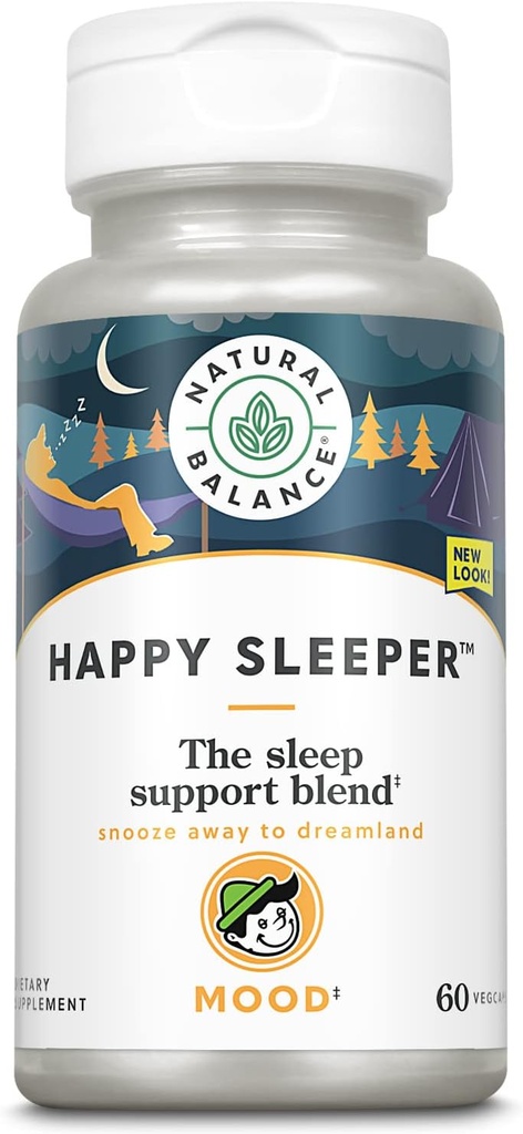 Natural Balance Happy Sleeper Measures 124; Urtetillæg 124; Funktioner Melatonin, Valerian Root, 5-HTP & GABA Measures 124; 60 kapsler