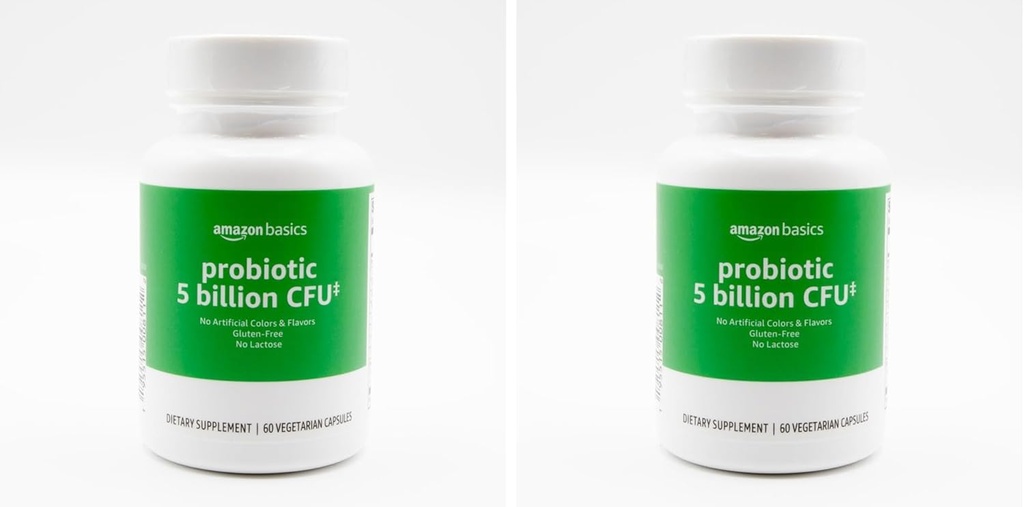 Grundlæggende Probiotiske 5 Millioner CFU, 8 Probiotiske stammer med 60 mg Prebiotic Blend, 60 Grev Vegetariske Kapsler, 2 Måned Supply, Understøtter sund fordøjelse (Tidligere Solimo) (Pack of 2)