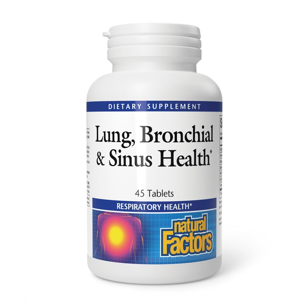 Lung, Bronchial & Sinus Sundhed af naturlige faktorer, Natural Supplement for Respiratory Health og Easy Breathing, 45 tabletter (45 portioner)