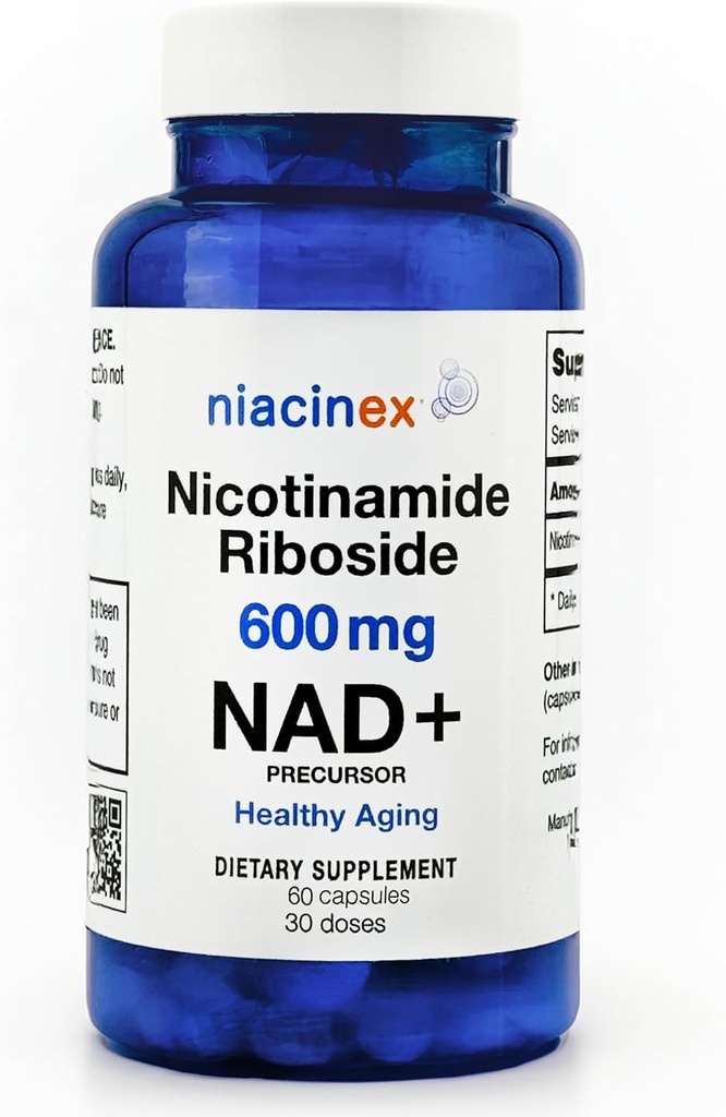 NAD + tillæg - 600mg Pure Nicotinamid Riboside (NR) - sund aldring, mentalklarhed & energi booster - Cell Regeneration Kosttilskud til kvinder og mænd - 60 NAD Plus kapsler - Made in USA