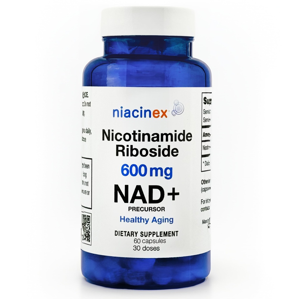 NAD + tillæg - 600mg Pure Nicotinamid Riboside (NR) - sund aldring, mentalklarhed & energi booster - Cell Regeneration Kosttilskud til kvinder og mænd - 60 NAD Plus kapsler - Made in USA