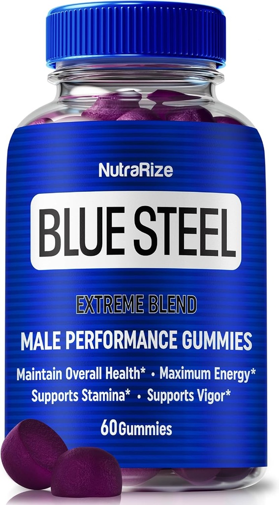 Blue Steel Gummies for mænd, Daglig ernæring til Boost Tillid og Samlet Sundhed, Alle naturlige supplement til støtte Peak Performance, Officiel Mand Gummy, BlueSteel Anmeldelser (60 Gummies)