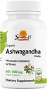 Sewanti Organic Ashwagandha kapsler - Natural Stress Relief & Energy Boost - Kosttilskud High Potency Extract 60 Vegan kapsler - 500mg