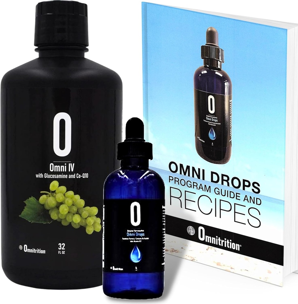Omnitrition Omni Drop Bundle - omfatter to produkter: Omni Drops Diet Drops med vitamin B12-4 oz med Program Guide og Omni IV (Omni 4) flydende vitaminer og mineraler med Glucosamin og Co-Q10