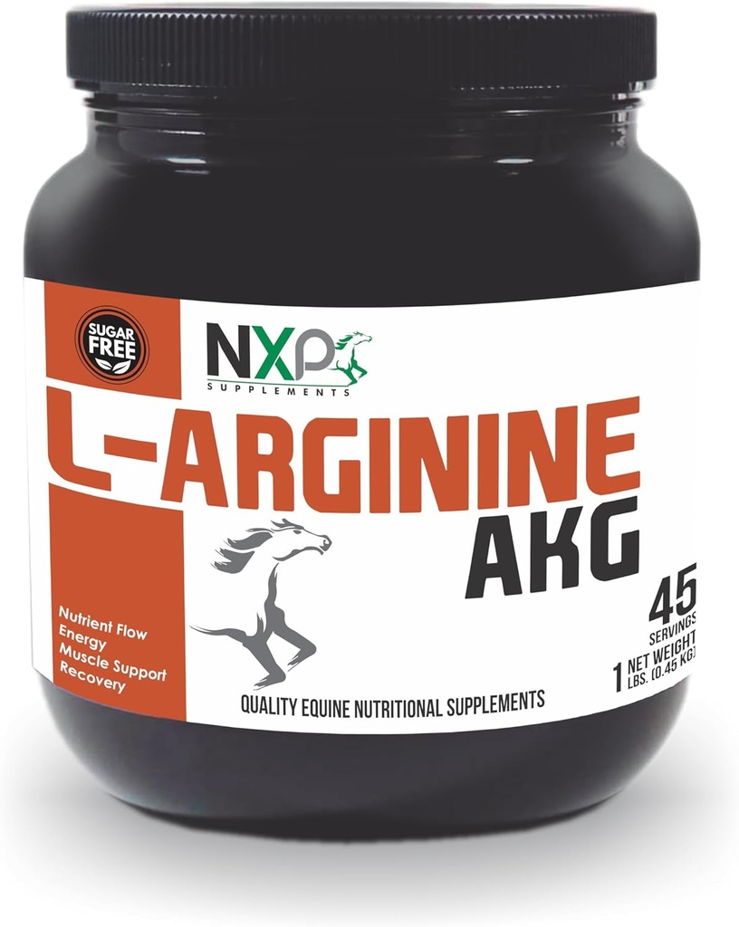 L- Arginin AKG - øger ydeevne, Muskel, Energi & Inddrivelse Nitrooxide Booster Vasodilation Nutrient Flow Support for Heste - 1 LB / 45 Servering
